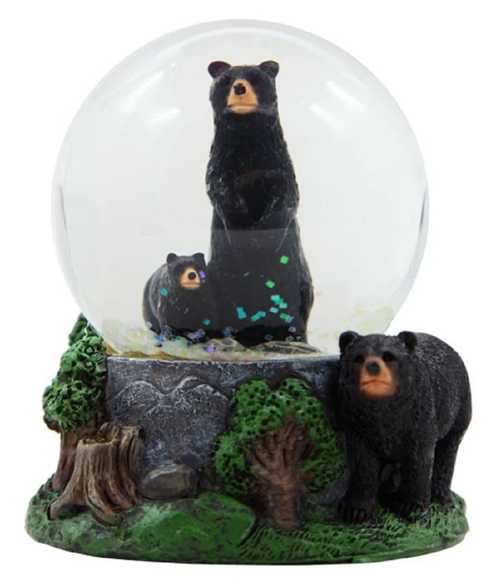 ICE ARMOR 3.5" H Black Bear Glitter Snow Globe Decoration Figurine