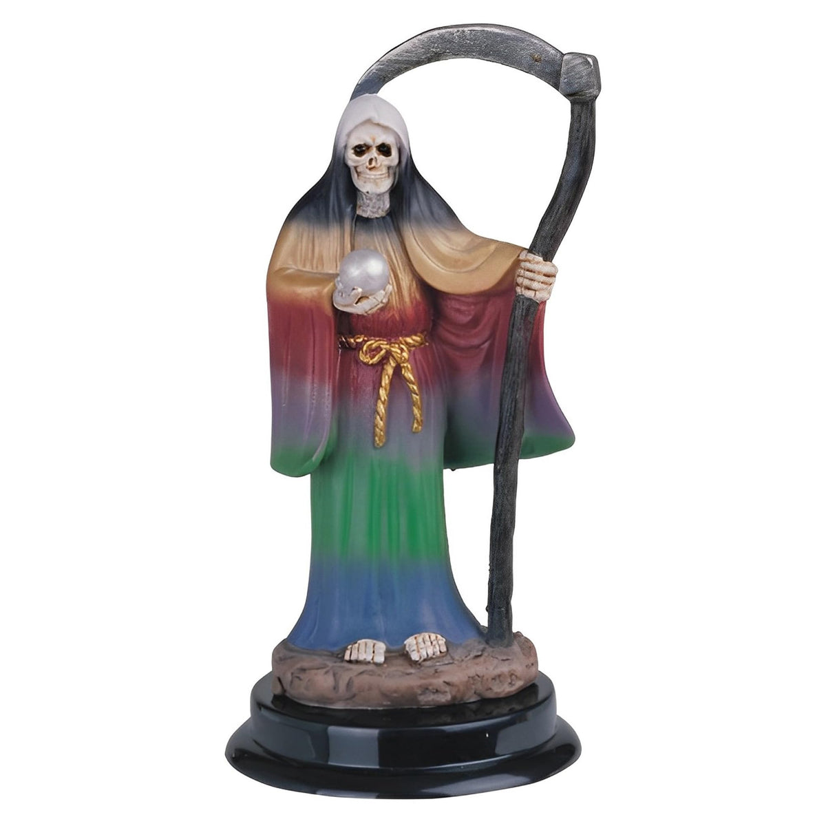ICE ARMOR 5" H Red Santa Muerte Holding Scythe Statue Our Lady of The Holy Death Figurine Religious Decoration