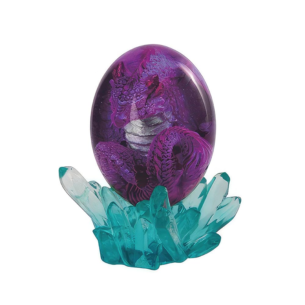 ICE ARMOR 5" H Purple Dragon in Arcylic Egg with Faux Crystal Figurine Statue Home Room Decor