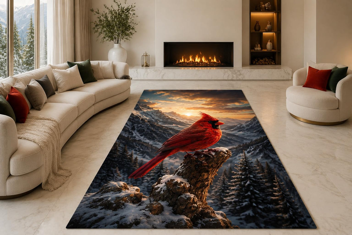 ICE ARMOR "Ultra Lightweight Large 6'7" x 9'10" Cardinal Mountain Area Rug for Living Room, Bedroom and Home Office, Soft Low Pile Carpet with Non-Slip Silicone Backing, Red and Navy