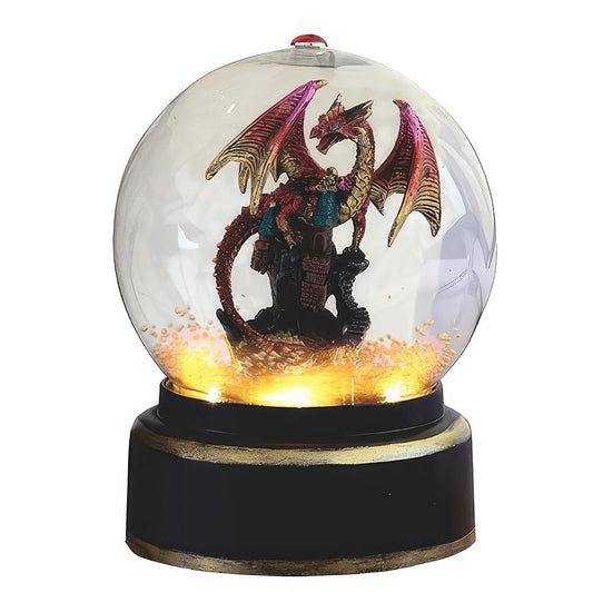 ICE ARMOR 7.5" H Red Dragon in Air Powered Snow Globe Figurine Home Décor