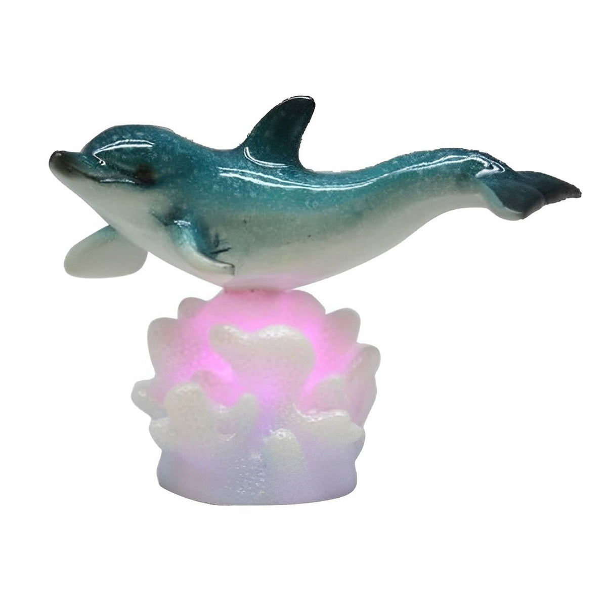 ICE ARMOR 3.5" H LED Dolphin on Coral Statue Fantasy Decoration Figurine
