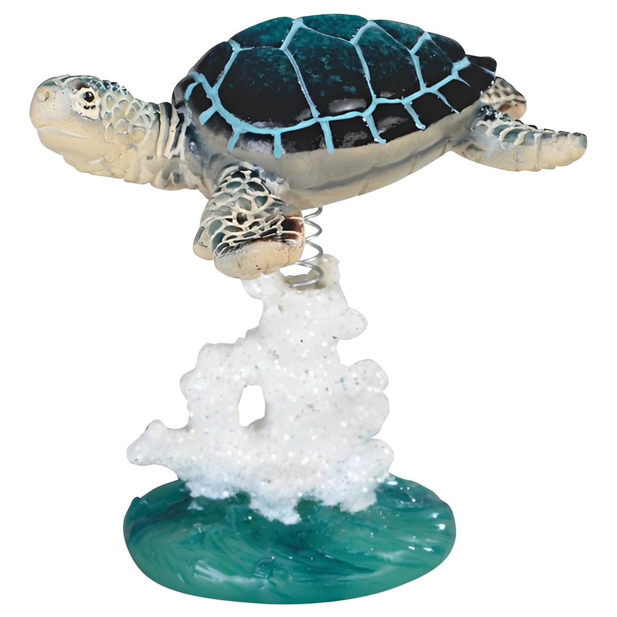 ICE ARMOR 3.5" H Blue Sea Turtle on Coral Statue Marine Life Decoration Figurine