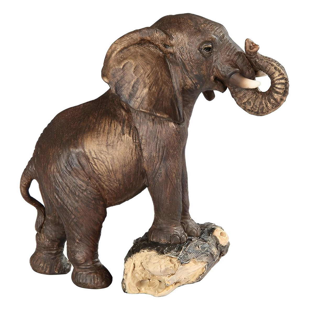 ICE ARMOR 5.5" H Elephant on Tree Trunk Figurine