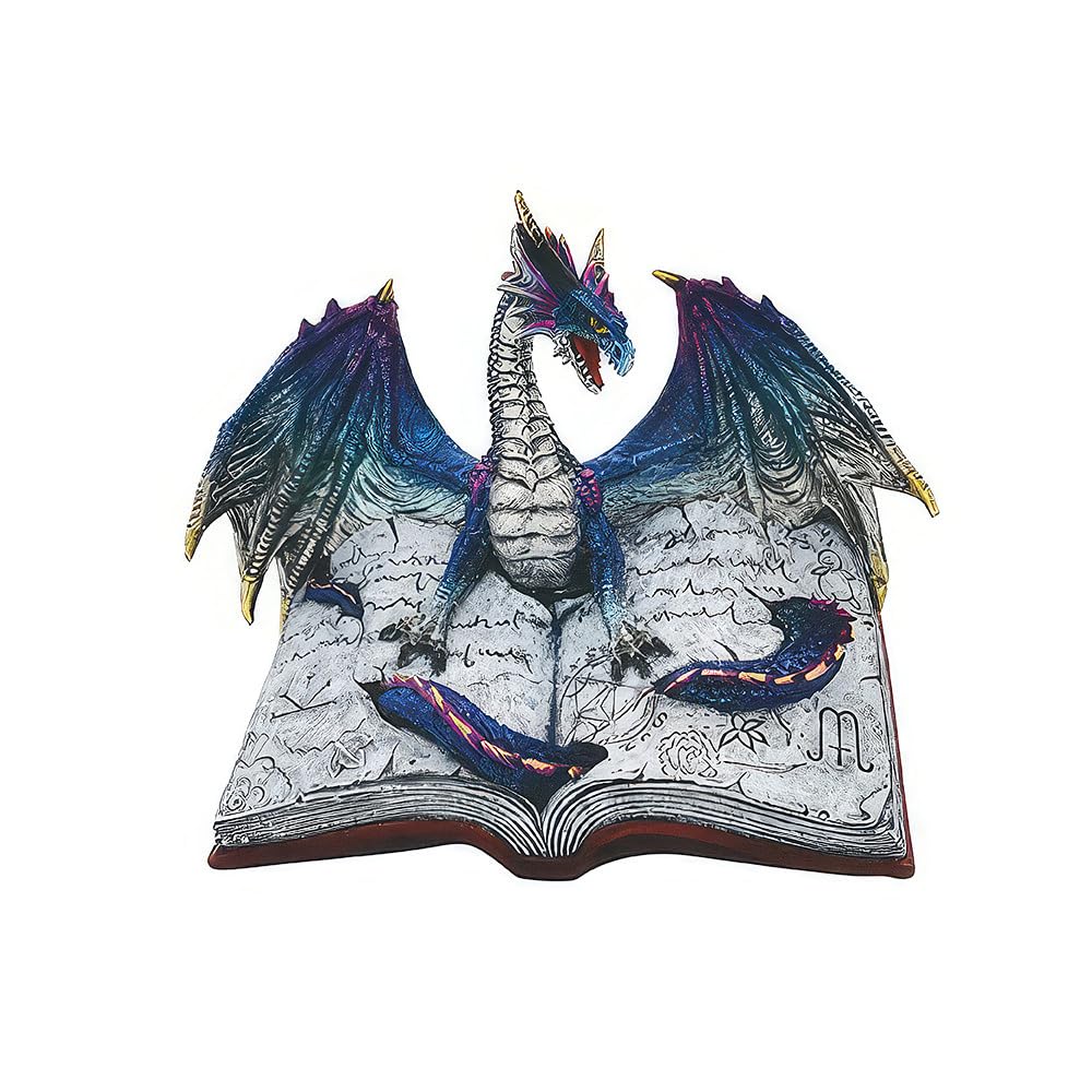 ICE ARMOR 8.75" W Blue Book of Dragon Figurine Statue Home Room Decor