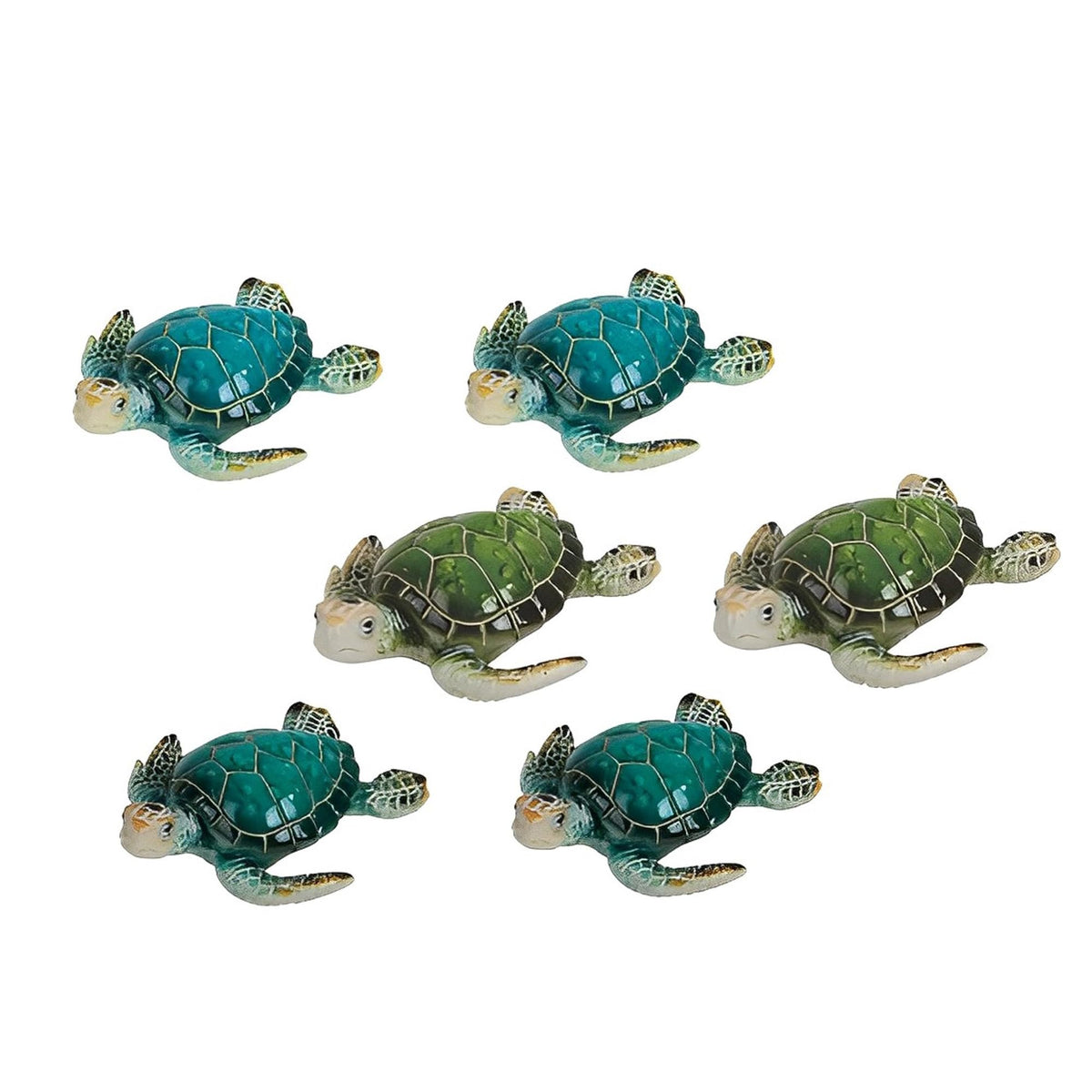 ICE ARMOR 6-PC Blue and Green Mini Sea Turtle 3.25" W Cute Sea Turtle Statue Decoration Figurine