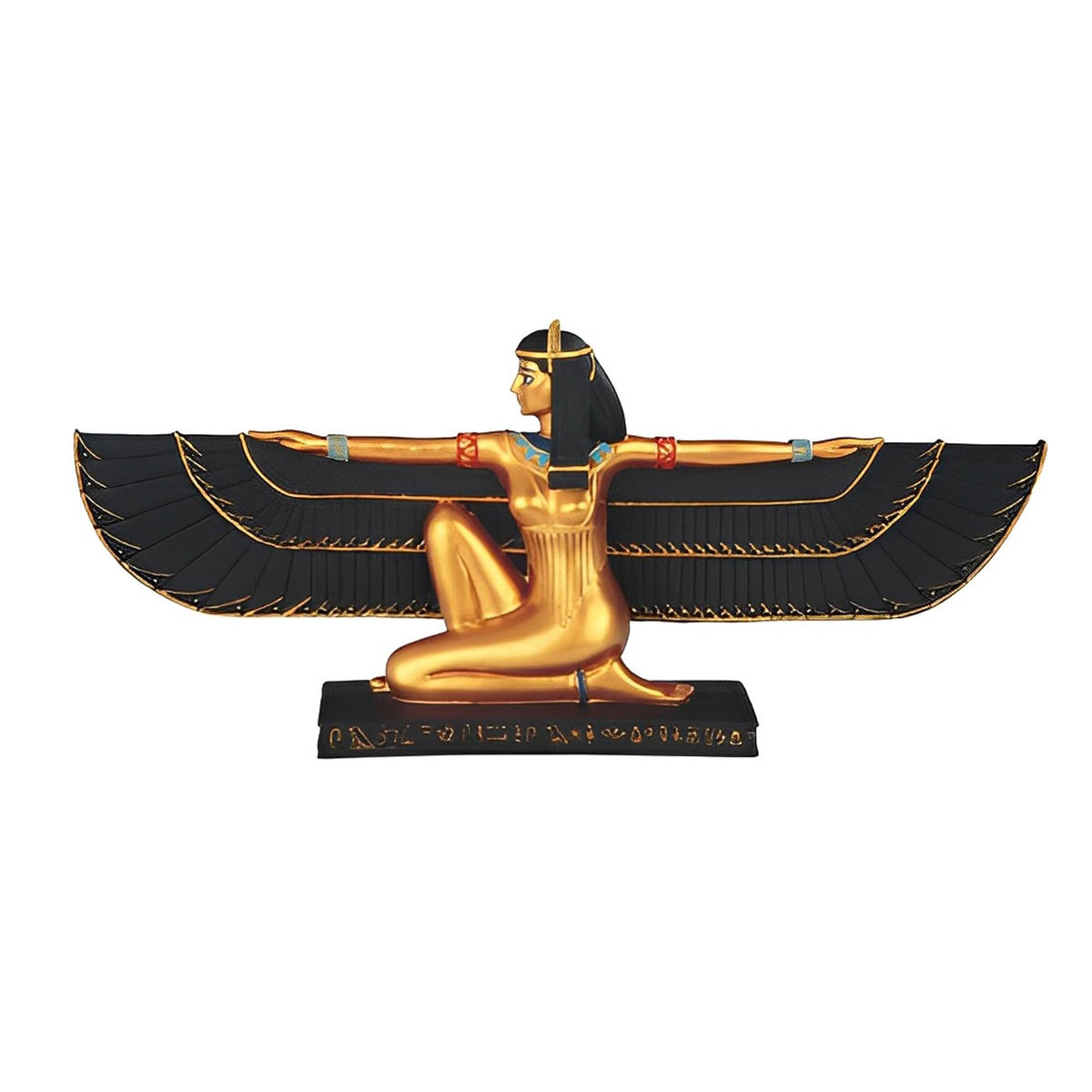 ICE ARMOR 17.5" W Ancient Egyptian Goddess Isis with Open Wings Deity of Life and Magic Black and Gold Statue Home Decor Figurine