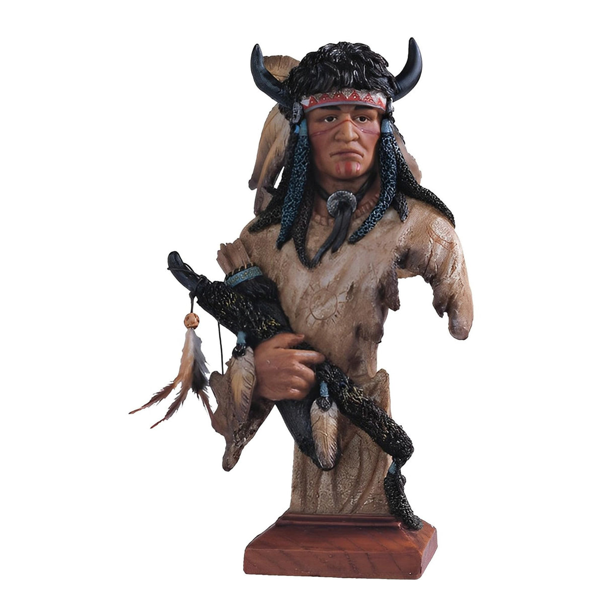 ICE ARMOR 13" H Indian Warrior Bust Statue Native American Decoration Figurine