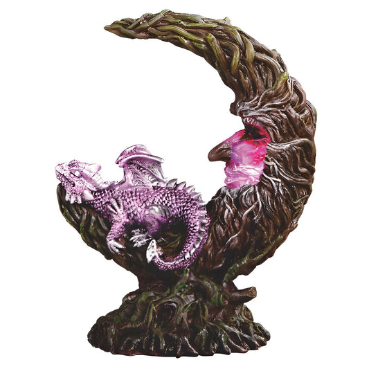 ICE ARMOR 8.25" H LED Purple Dragon Laying on Moon Statue Fantasy Decoration Figurine