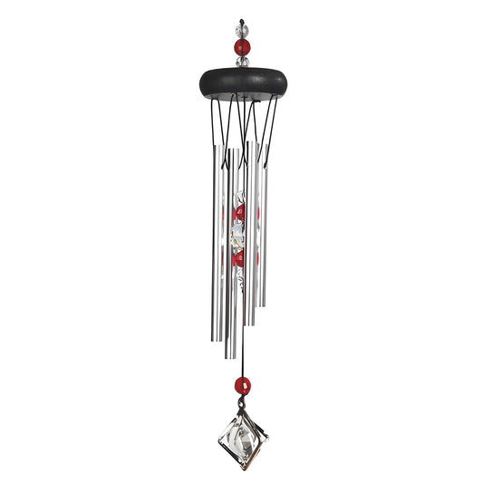 ICE ARMOR 15" Long Red Wooden Top Gem Wind Chime