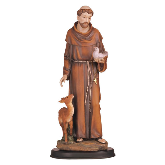 ICE ARMOR 5" H Saint Francis with Deer and Dove Statue St. Francis of Assisi Holy Figurine Religious Decoration
