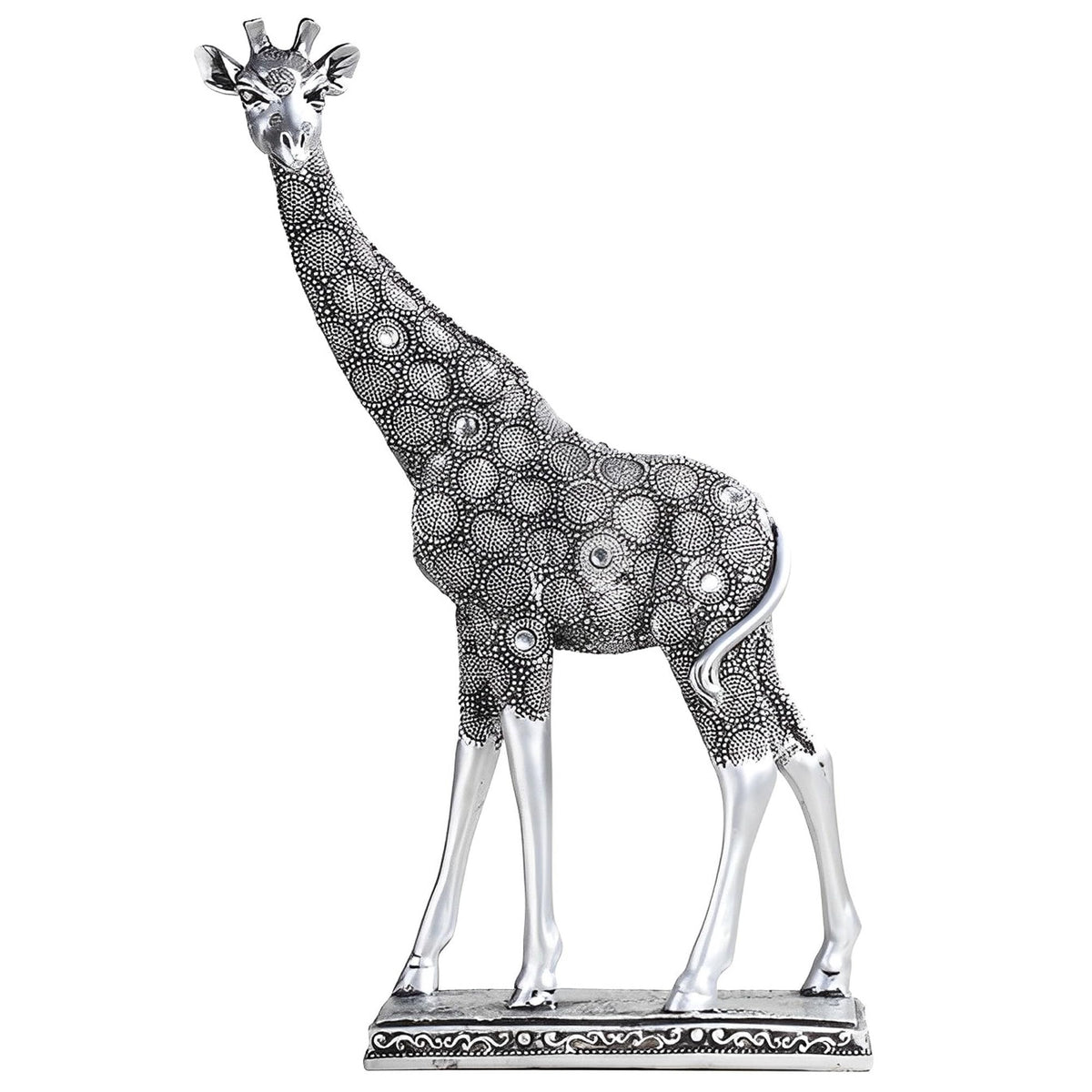 ICE ARMOR 13" H Giraffe Figurine in Silver Finish