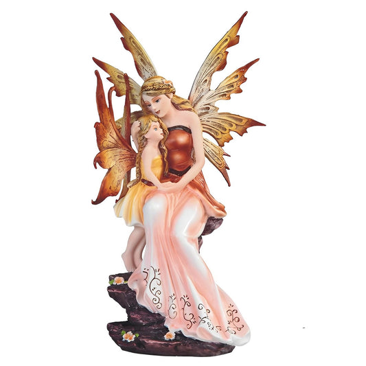 ICE ARMOR 8.75" H Peach Fairy with Baby Girl Statue Fantasy Decoration Figurine