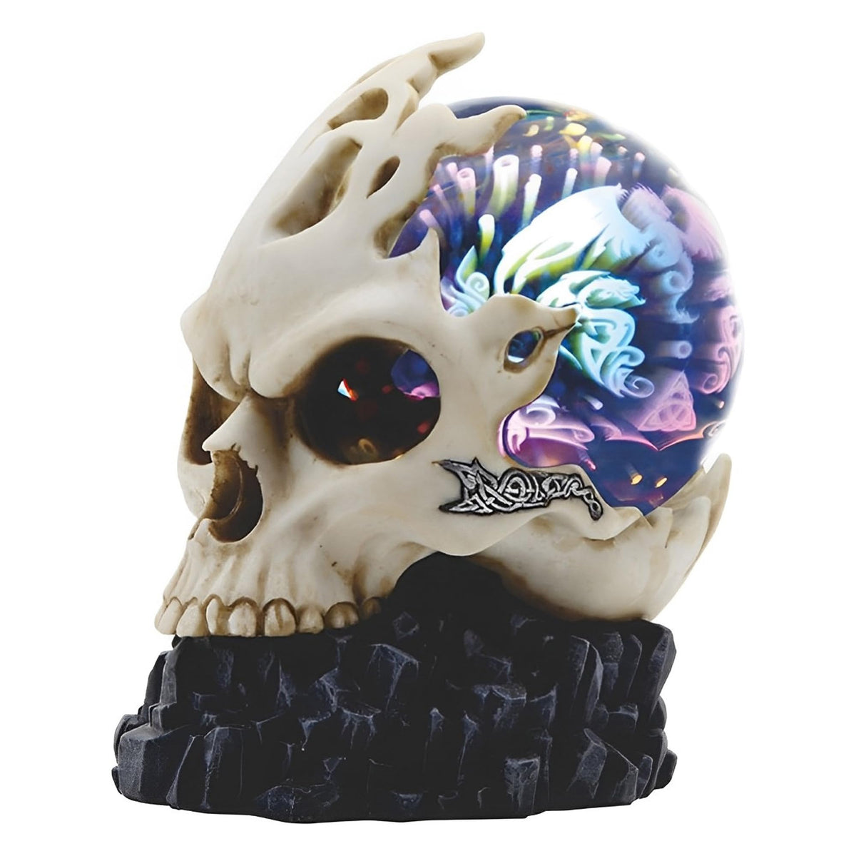 ICE ARMOR 6.75" H Skull with LED Light Glass Globe Statue Fantasy Decoration Figurine