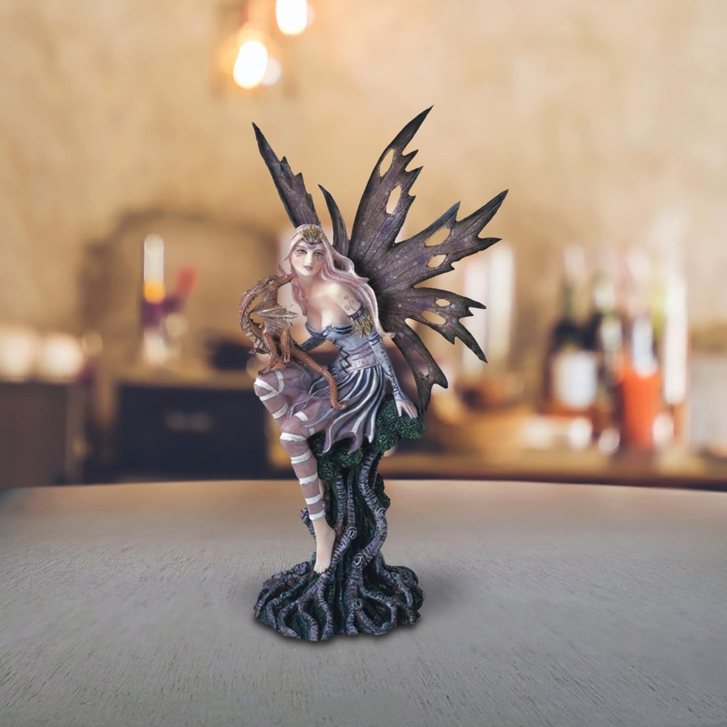 ICE ARMOR 10" H Tree Fairy with Baby Dragon Statue Fantasy Decoration Figurine