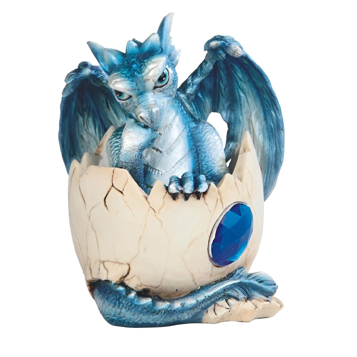 ICE ARMOR 4" H Fantasy September Birthstone Blue Dragon Baby Hatchling in Egg Figurine