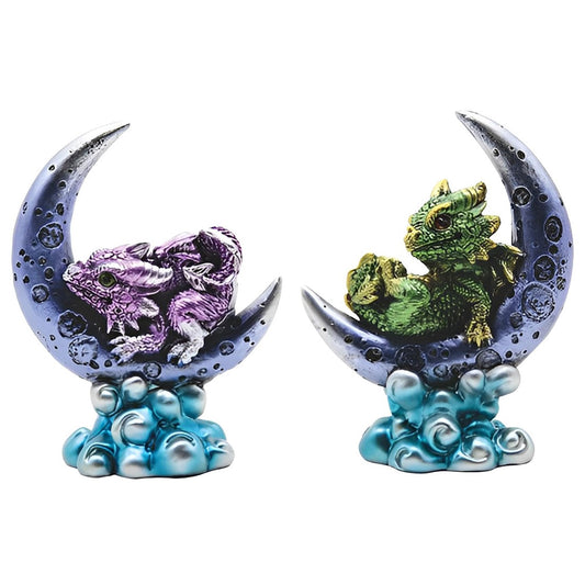 ICE ARMOR 2-PC Set 4" H Green & Purple Twin Dragon Brothers on Moons