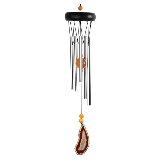 ICE ARMOR 20" Long Wooden Top Orange Geode Wind Chime