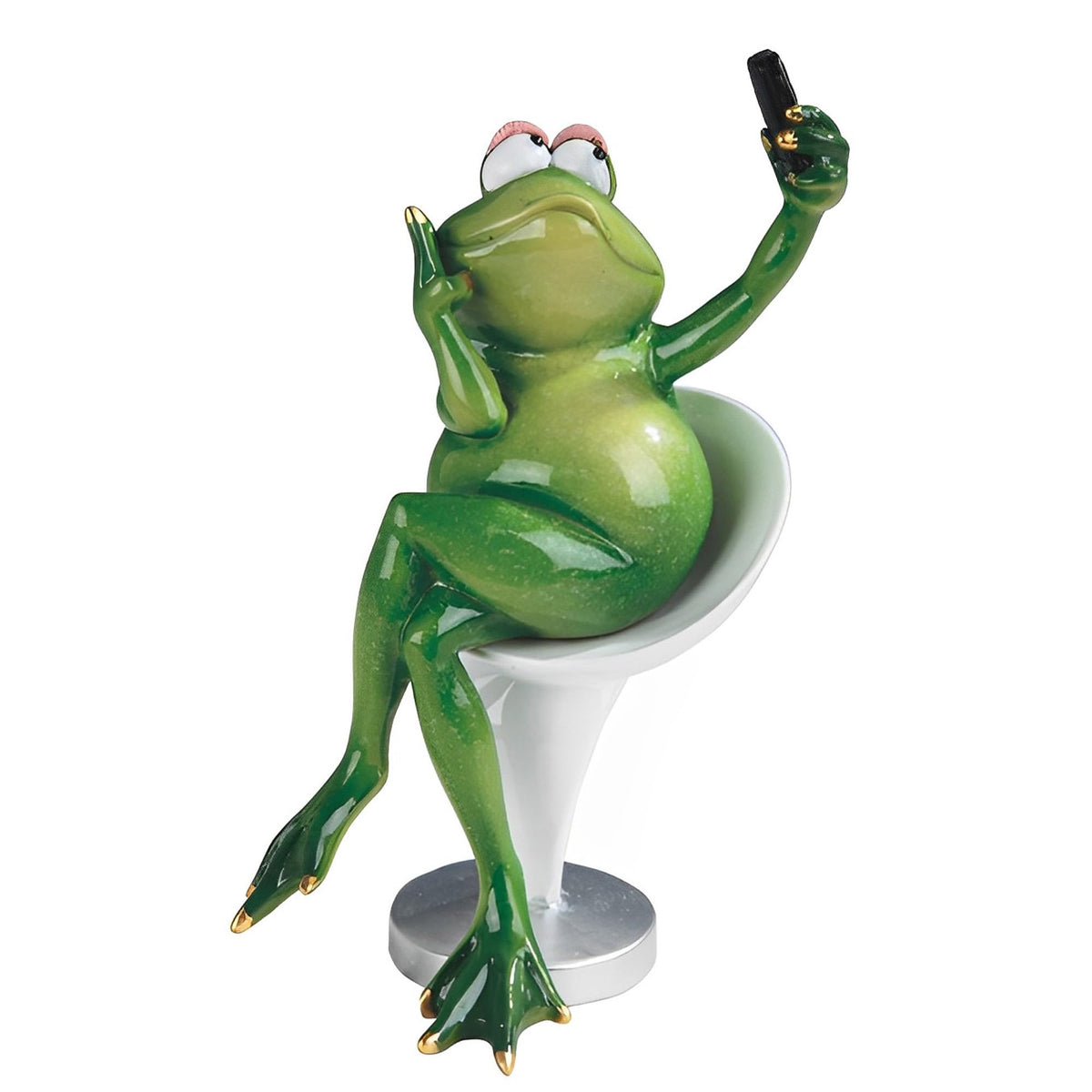 ICE ARMOR 7.5" H Frog Taking Selfie Picture Statue Funny Animal Decoration Figurine