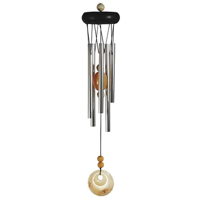 ICE ARMOR 20" Long Wooden Top Geode Wind Chime with Beige Gem