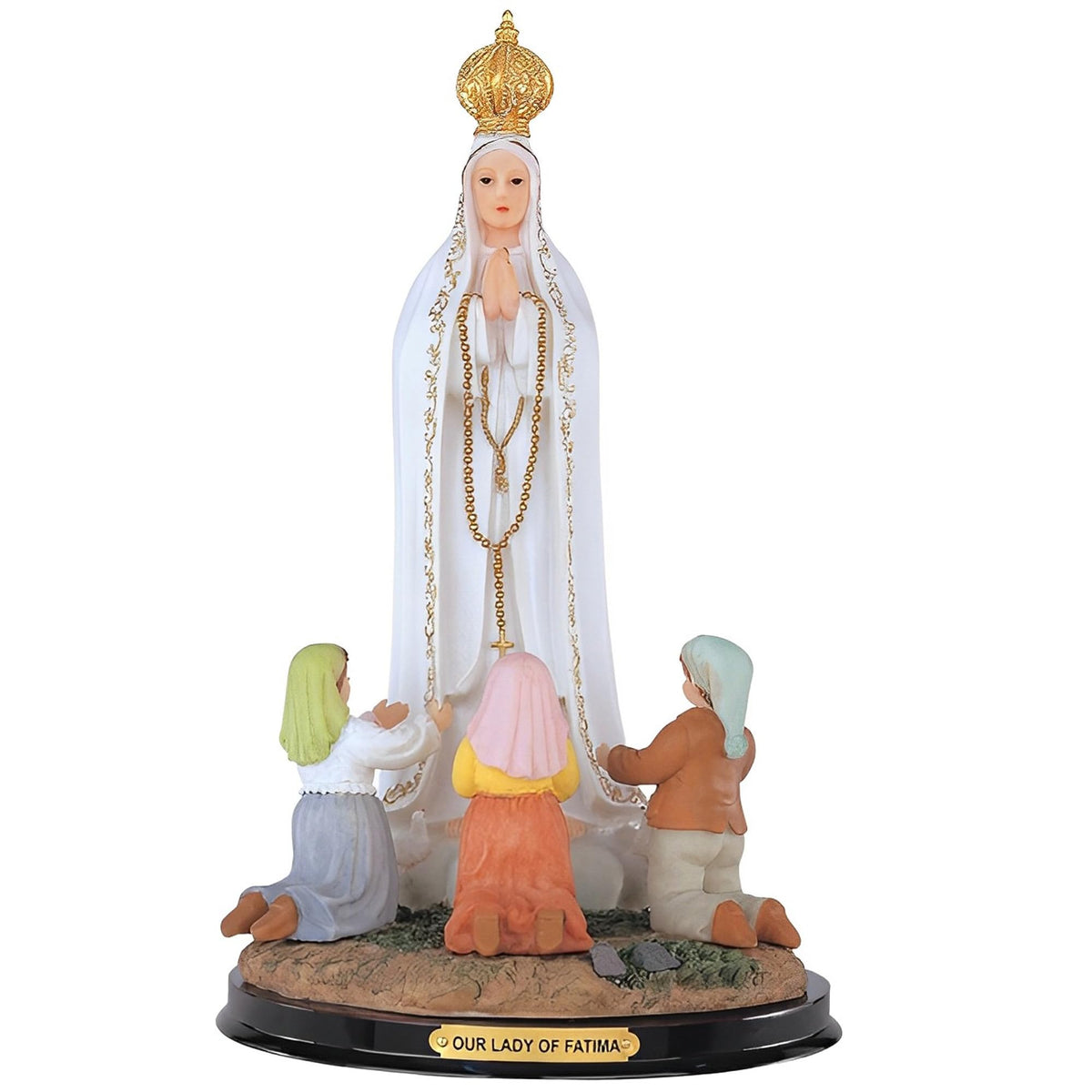 ICE ARMOR 12" H Our Lady of Fatima with Prayer Statue Our Lady of The Holy Rosary of Fatima Holy Figurine Religious Decoration