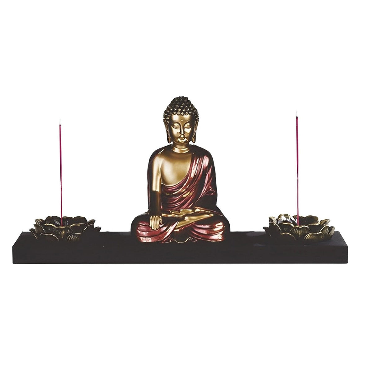 ICE ARMOR 11.5" W Gautama Buddha Earth Touching Candle and Incense Holder Statue Decoration Figurine