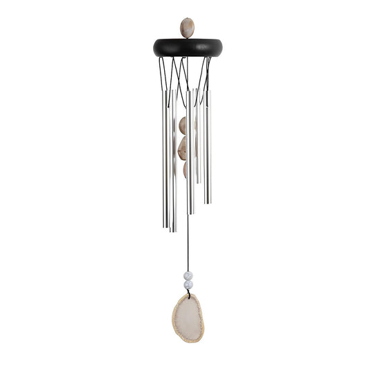 ICE ARMOR 20" Long Wooden Top Beige Geode Wind Chime