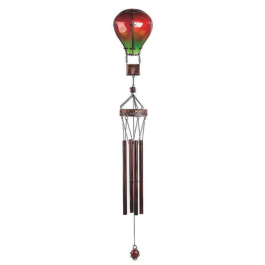 ICE ARMOR 36" Long Red and Green Glass Air Balloon Wind Chime for Holiday Patio Garden Décor
