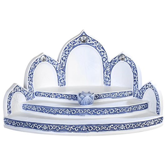 ICE ARMOR 8" W Blue and White Buddha Shrine Display Stand Decoration Figurine