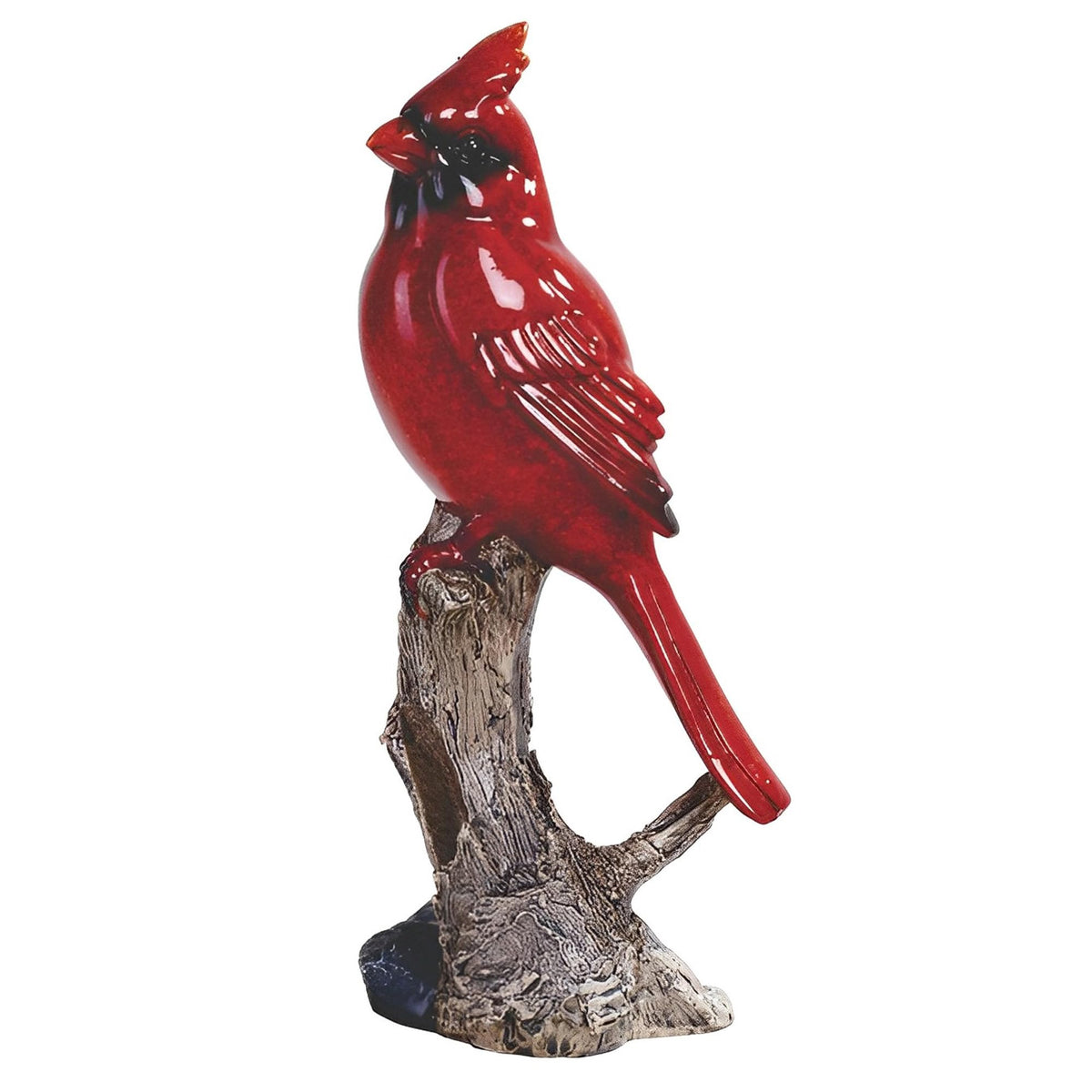 ICE ARMOR 7" H Red Northern Cardinal Standing on Tree Trunk Statue Wild Animal Decoration Figurine Office Desk/Home/Living Room/Table Decor, Perfect House Warming Gifts for New Home