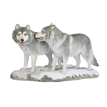ICE ARMOR 11" W Wolf Couple Standing in Snow Figurine