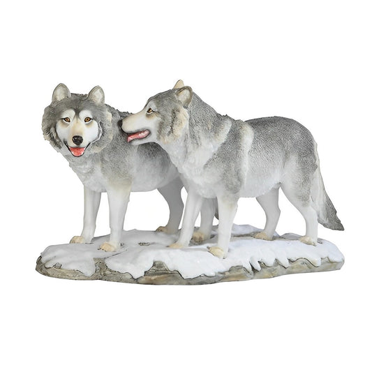 ICE ARMOR 11" W Wolf Couple Standing in Snow Figurine