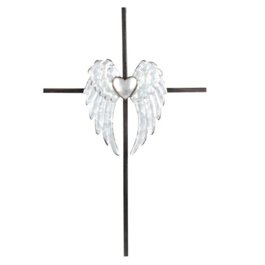 ICE ARMOR 12.5"H Cross Angel Wings Wall Plaque Holy Religious Decoration
