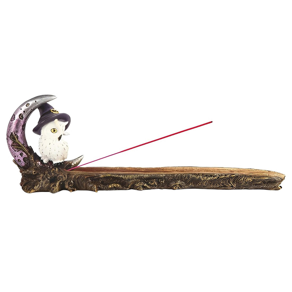 ICE ARMOR 11.5" W Owl on Moon Incense Burner Sticks Holder Statue Fantasy Decoration Figurine