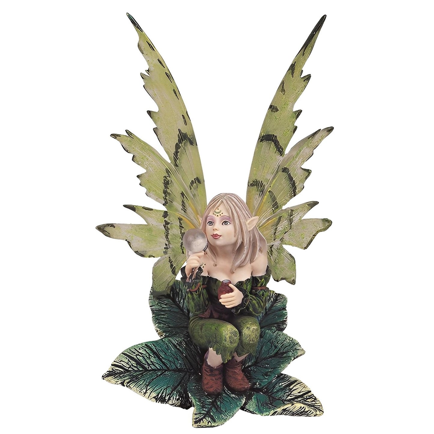 ICE ARMOR 6" H Green Forest Fairy Blowing Bubbles Statue Fantasy Decoration Figurine