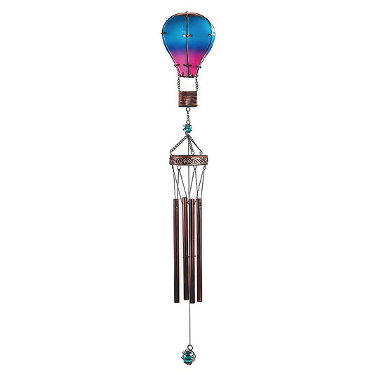 ICE ARMOR 36" Long Blue and Pink Glass Air Balloon Wind Chime for Holiday Patio Garden Décor