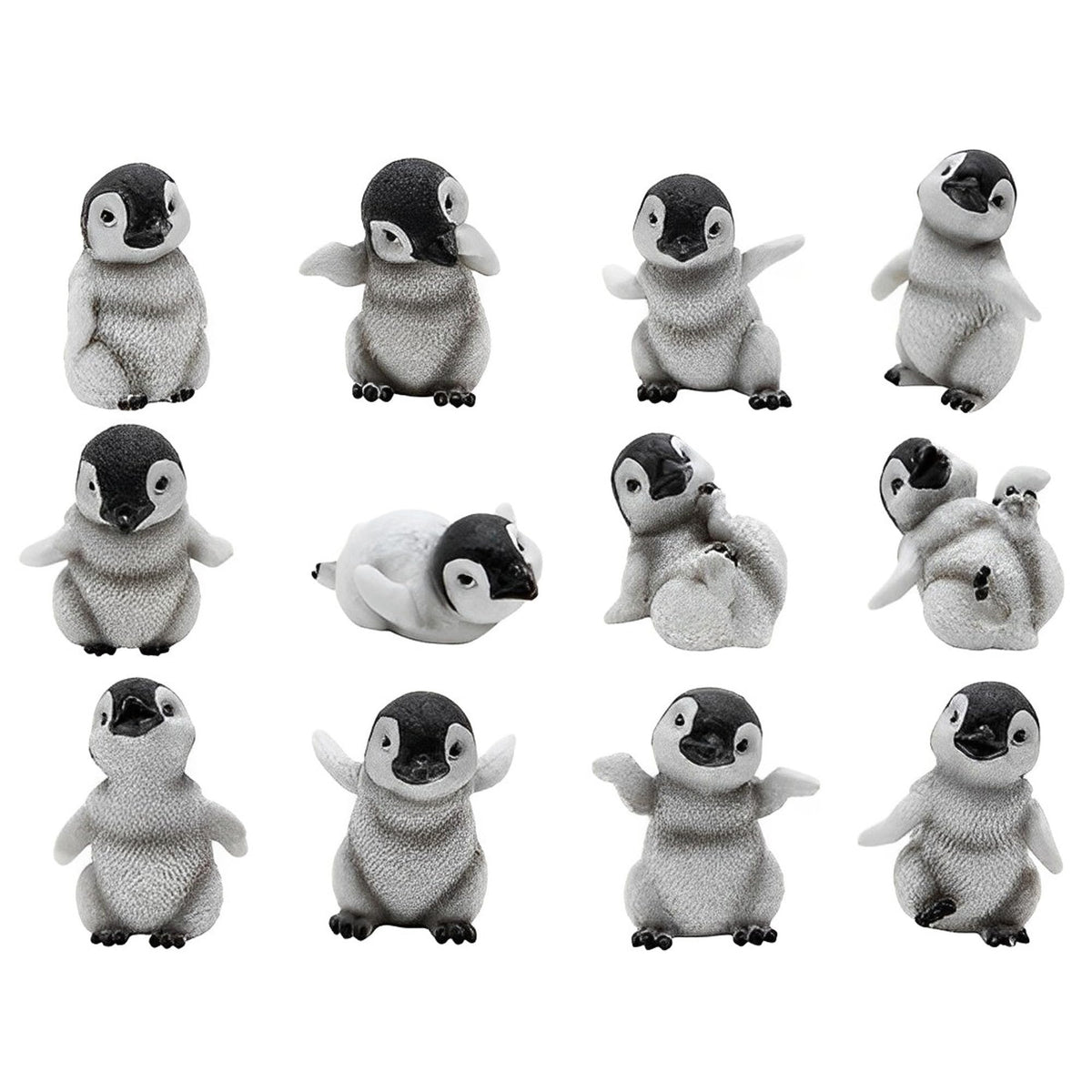 ICE ARMOR 12-PC Cute Penguin Baby in Different Poses 2.5" H Mini Penguin Baby Statue Decoration Figurine