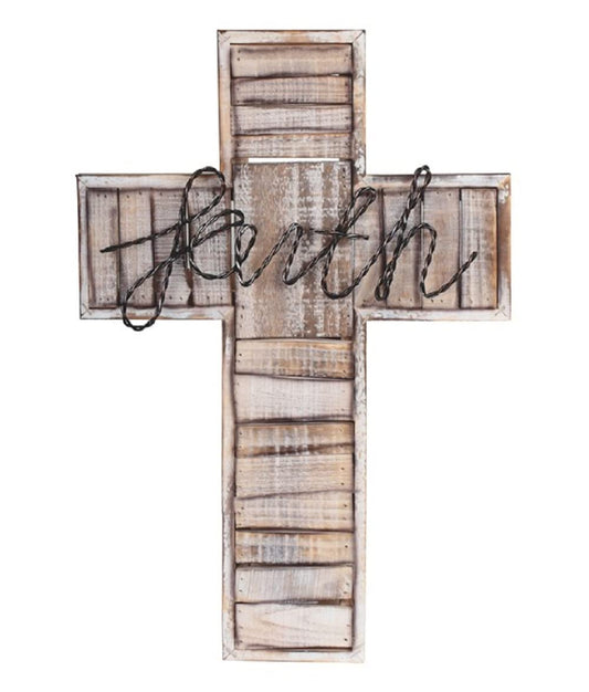 ICE ARMOR 20"H Faith Decorative Wooden Cross Religious Statue Wall Decoration Holy Figurine