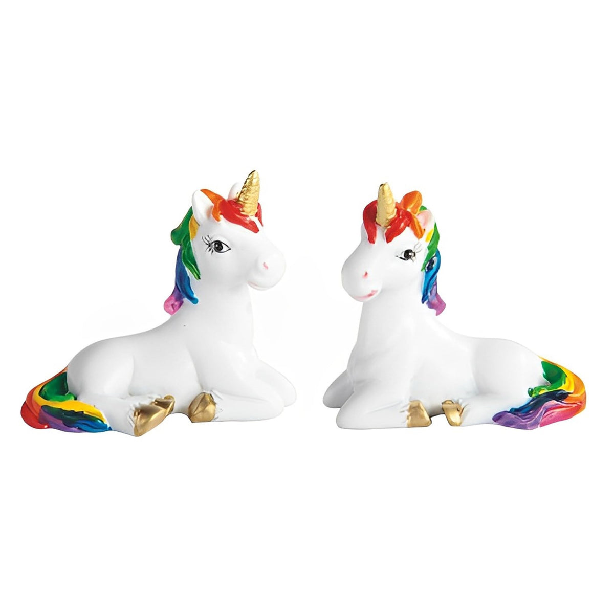 ICE ARMOR 2-PC Unicorn with Rainbow Mane Set 3.25" W Statue Fantasy Decoration Figurine
