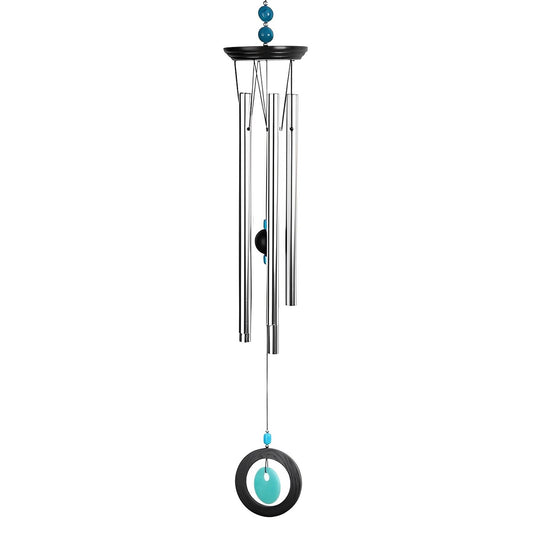 ICE ARMOR 34" Long Wooden Top Blue Geode Wind Chime