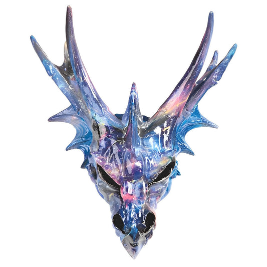 ICE ARMOR 9" W Clear Purple/Blue Dragon Skull Statue Fantasy Decoration Figurine