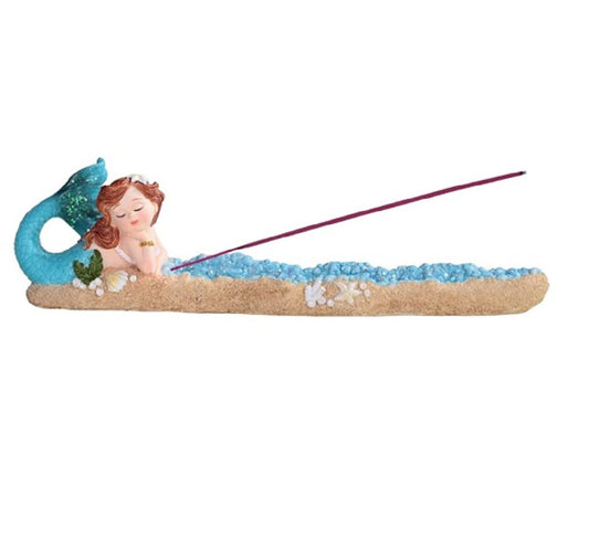 ICE ARMOR 9.75" W Blue Mermaid Incense Burner Sticks Holder Mergirl Statue Fantasy Decoration Figurine