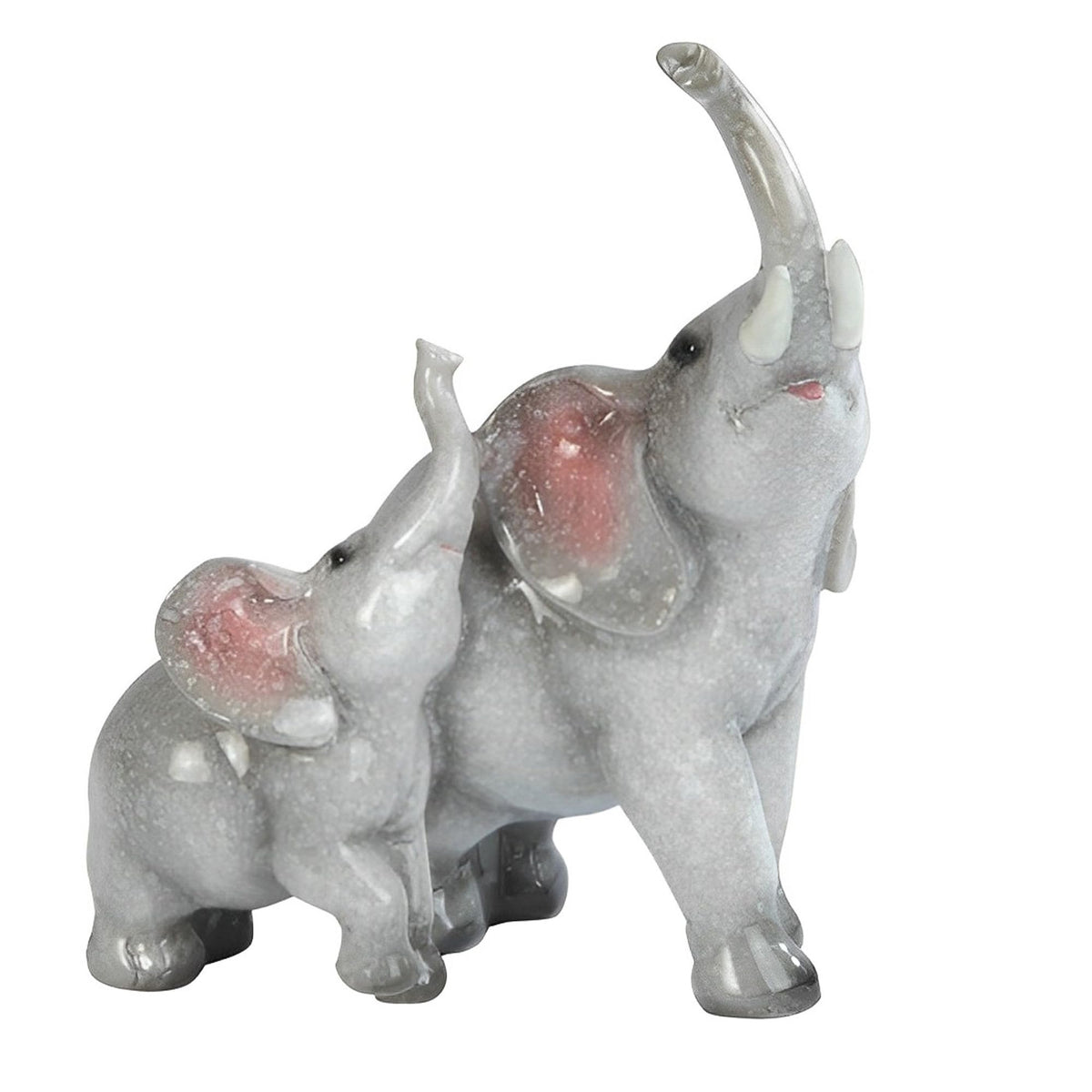 ICE ARMOR 5" H Lovely Elephant Family with Trunk Up Figurine