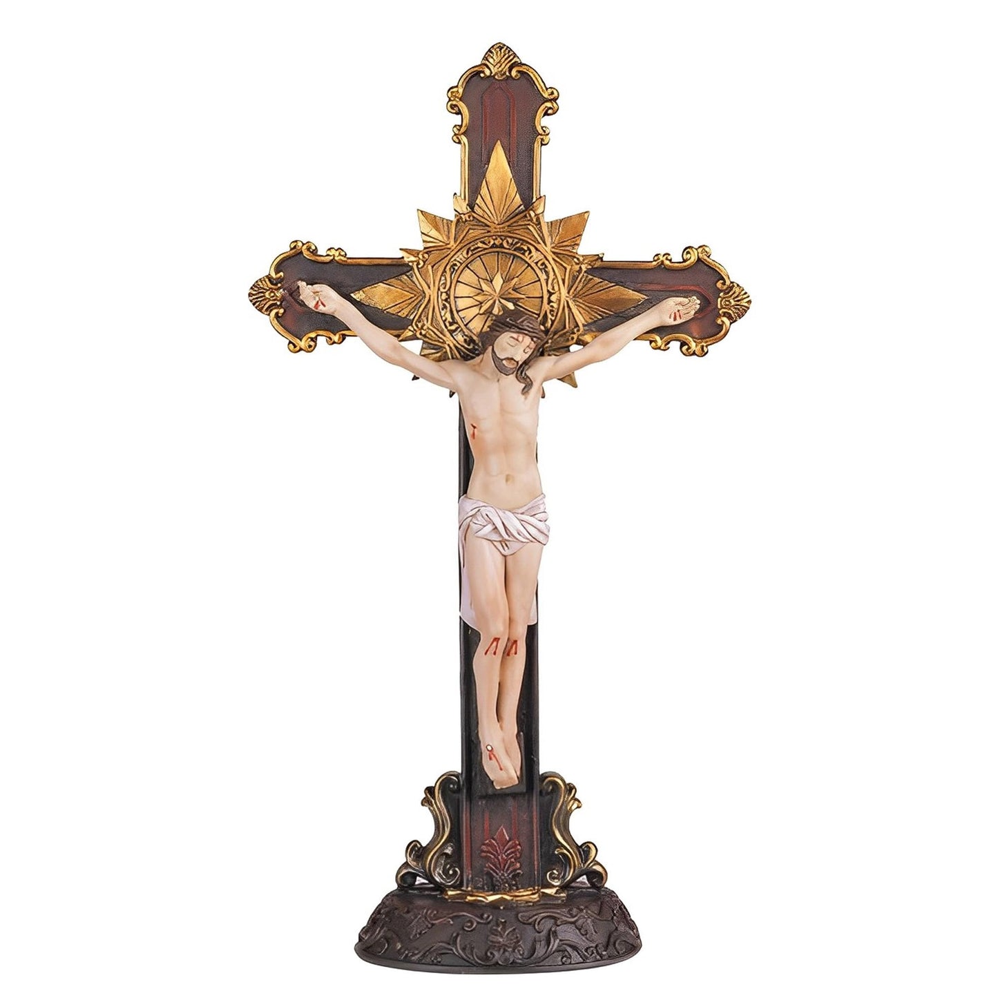 ICE ARMOR Jesus Nailed On The Cross 12" H Crucifix Holy Statue Religious Decoration Figurine