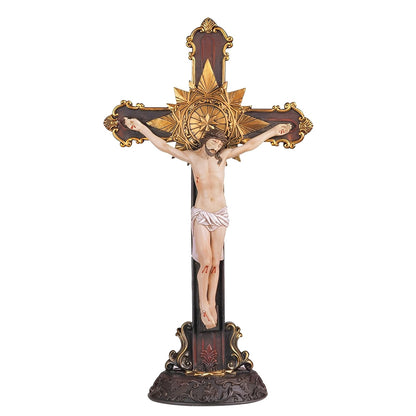 ICE ARMOR Jesus Nailed On The Cross 12" H Crucifix Holy Statue Religious Decoration Figurine