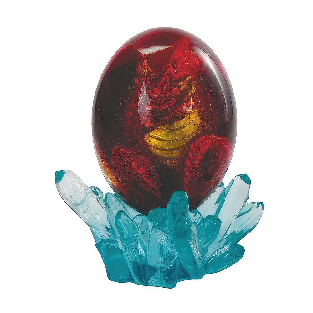 ICE ARMOR 5" H Red Dragon in Arcylic Egg with Faux Crystal Figurine Statue Home Room Decor