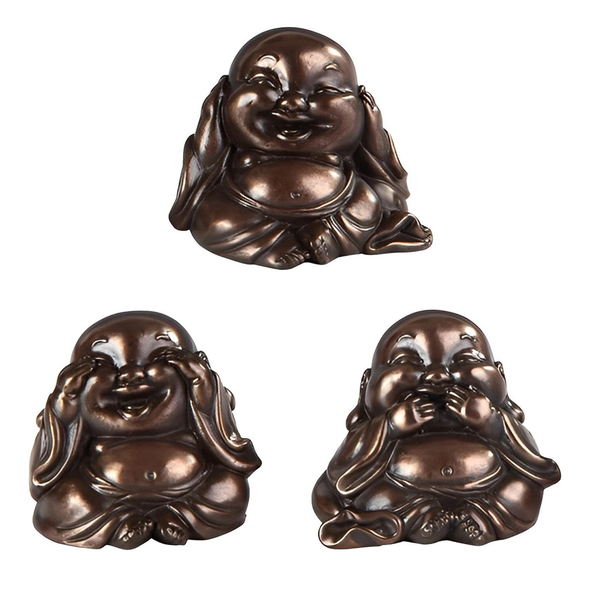 ICE ARMOR 3-PC Mini Maitreya Buddha Hear-No, See-No, Speak-No Evil 2" H Statue Decoration Figurine Set