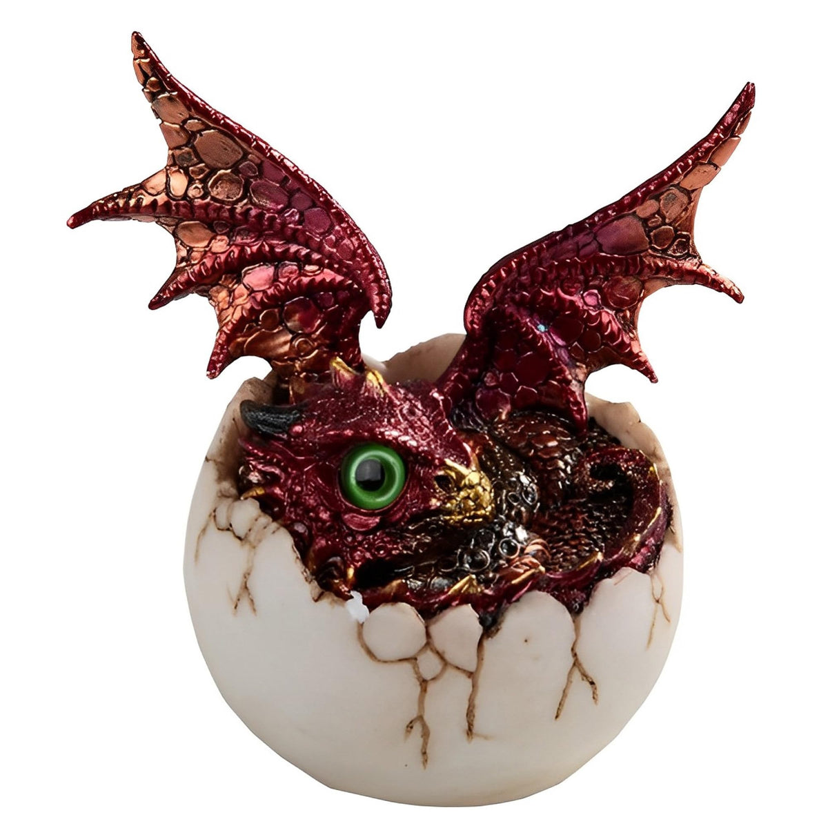 ICE ARMOR 4" H Red Dragon Baby in Egg Statue Fantasy Decoration Figurine