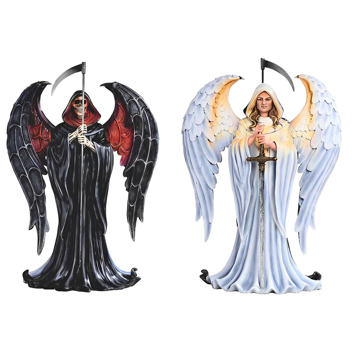 ICE ARMOR 2-PC Set 12.5" H Wizard and Grim Reaper Statue Fantasy Decoration Figurine