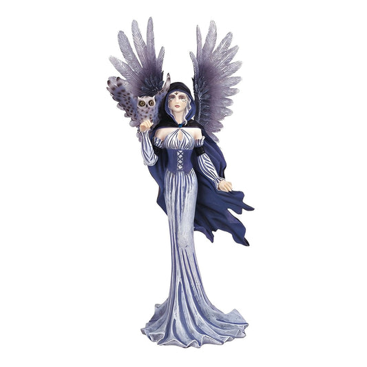 ICE ARMOR 11.5" H Purple/Grey Fairy with Owl Statue Fantasy Decoration Figurine